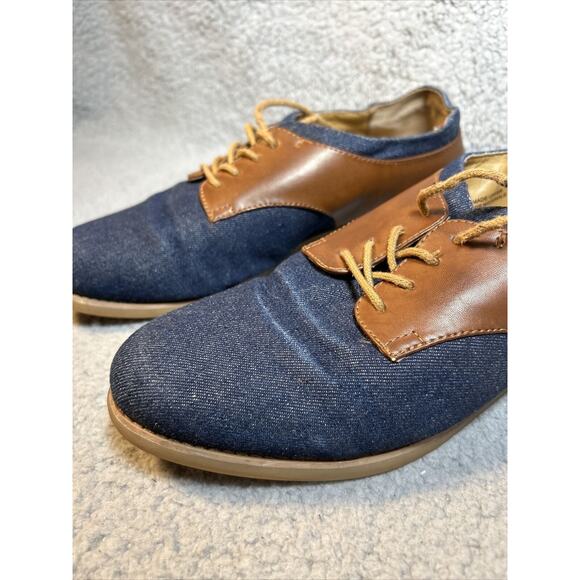 GH Bass Womens Dixie Saddle Shoes Oxfords Flats Denim Brown Trim Laces Up Sz 10M - Picture 6 of 14